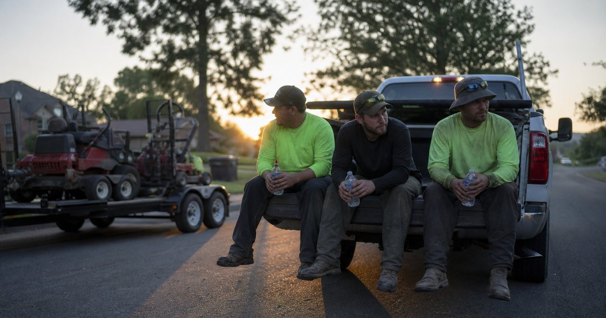 Why does a lawn crew fall behind schedule by the end of the week?