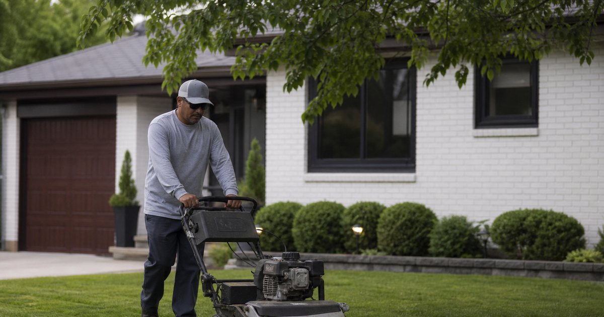 How often should you mow a residential lawn during peak growing season?